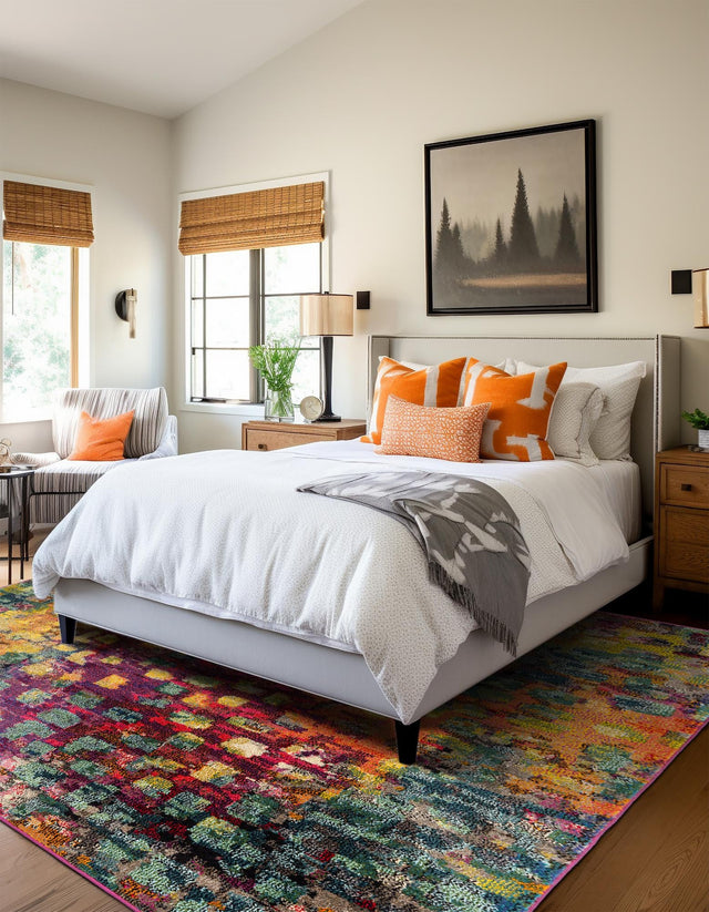 Multicolor 6' 1 x 6' 1 Jardin Square Area Rug 100% Polypropylene With Cotton Backing Colorful & Vivid Modern Carpet for Home Decor for Sale at Rug Engine