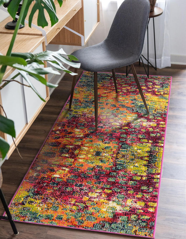 Multicolor 2' 7 x 19' 8 Jardin Runner Area Rug 100% Polypropylene With Cotton Backing Colorful & Vivid Modern Carpet for Home Decor for Sale at Rug Engine