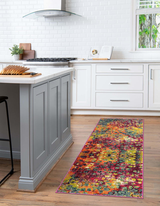 Multicolor 2' 7 x 19' 8 Jardin Runner Area Rug 100% Polypropylene With Cotton Backing Colorful & Vivid Modern Carpet for Home Decor for Sale at Rug Engine