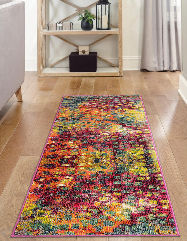 Multicolor 2' 7 x 10' Jardin Runner Area Rug 100% Polypropylene With Cotton Backing Colorful & Vivid Modern Carpet for Home Decor for Sale at Rug Engine