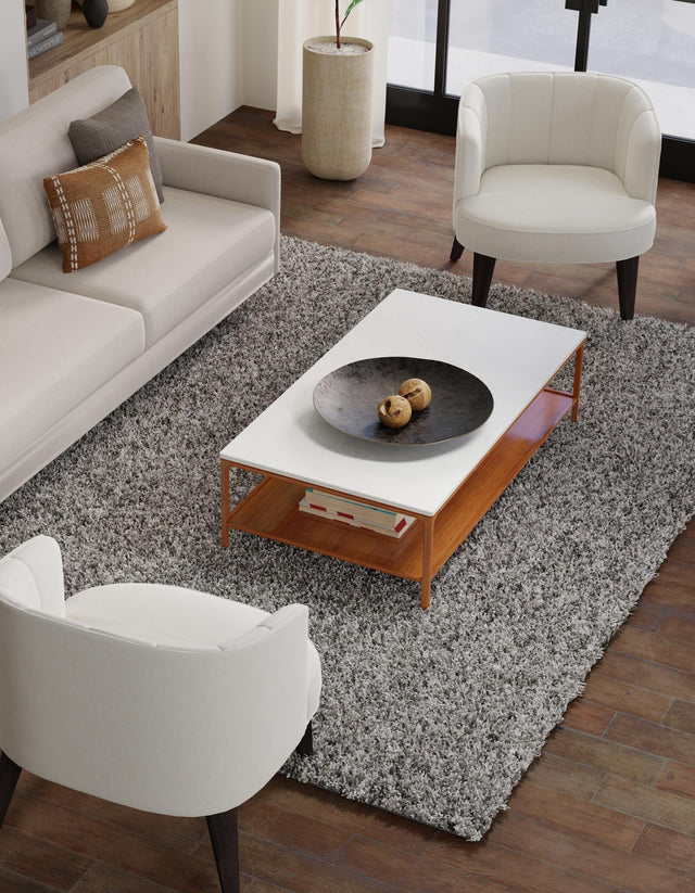 Cloud Gray 4' 1 x 6' 1 Solid Shag Rectangle Area Rug Thick Soft Touch Fluffy & Plush Shaggy Pile Discounted Clearance Final Sale