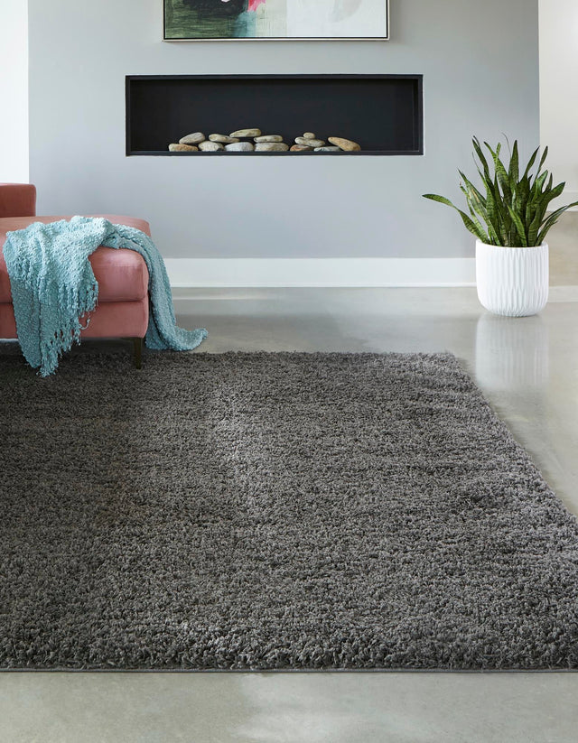 Graphite Gray 7' 10 x 7' 10 Solid Shag Square Area Rug Thick Soft Touch Fluffy & Plush Shaggy Pile Durable Minimalist Carpet for Classic Interior Design for Sale at Rug Engine