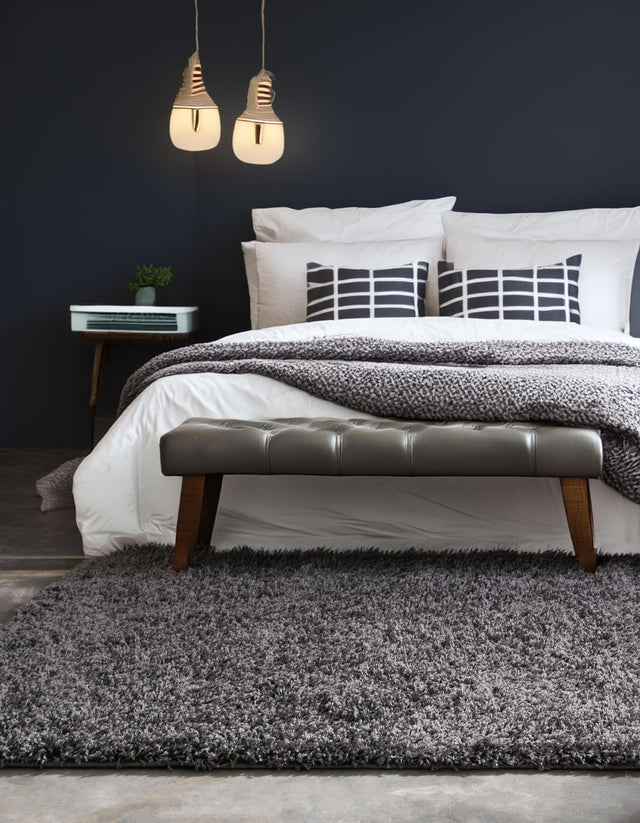Graphite Gray 7' 10 x 7' 10 Solid Shag Square Area Rug Thick Soft Touch Fluffy & Plush Shaggy Pile Durable Minimalist Carpet for Classic Interior Design for Sale at Rug Engine