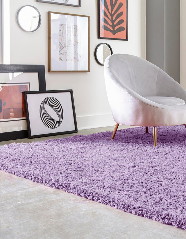 Lilac 7' 10 x 7' 10 Solid Shag Square Area Rug Thick Soft Touch Fluffy & Plush Shaggy Pile Durable Minimalist Carpet for Classic Interior Design for Sale at Rug Engine