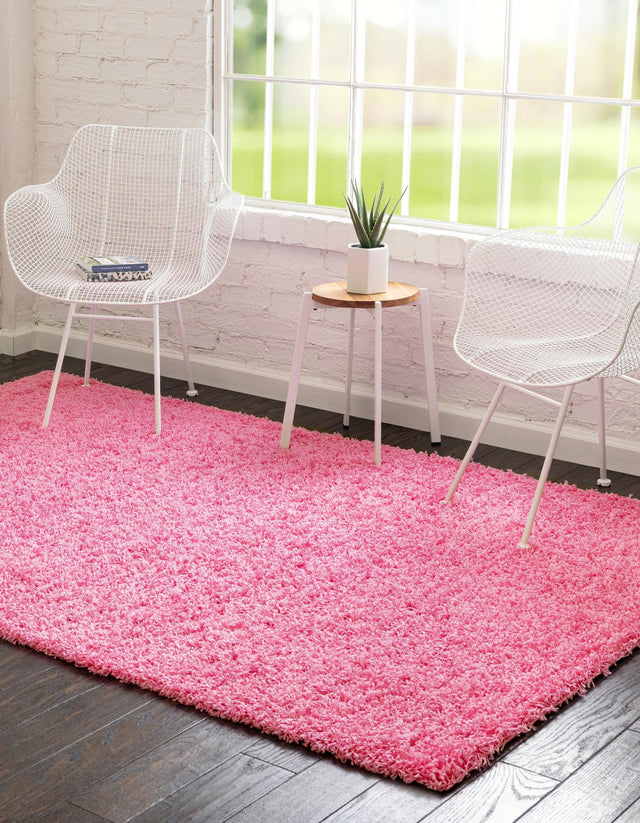 Taffy Pink 5' 3 x 8' Solid Shag Rectangle Area Rug Thick Soft Touch Fluffy & Plush Shaggy Pile