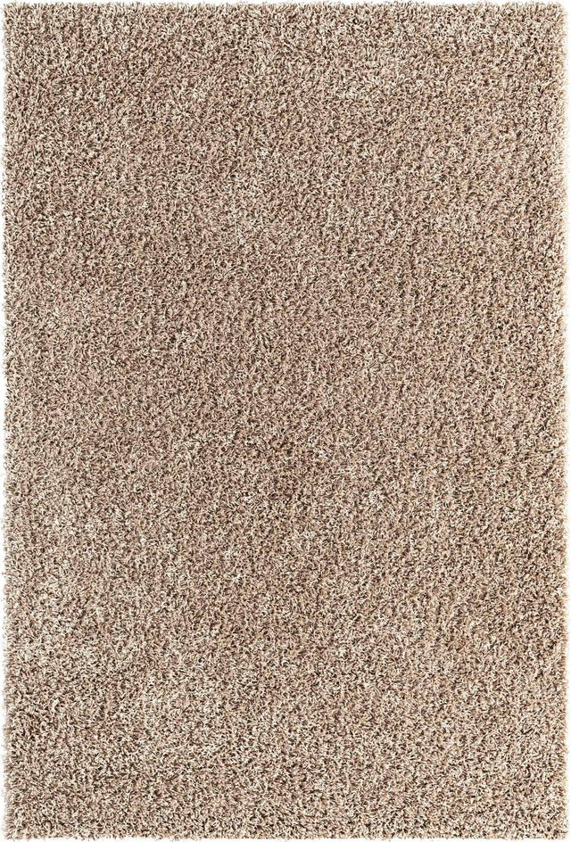Taupe 6' 1 x 9' Solid Shag Rectangle Area Rug Thick Soft Touch Fluffy & Plush Shaggy Pile Discounted Clearance Final Sale