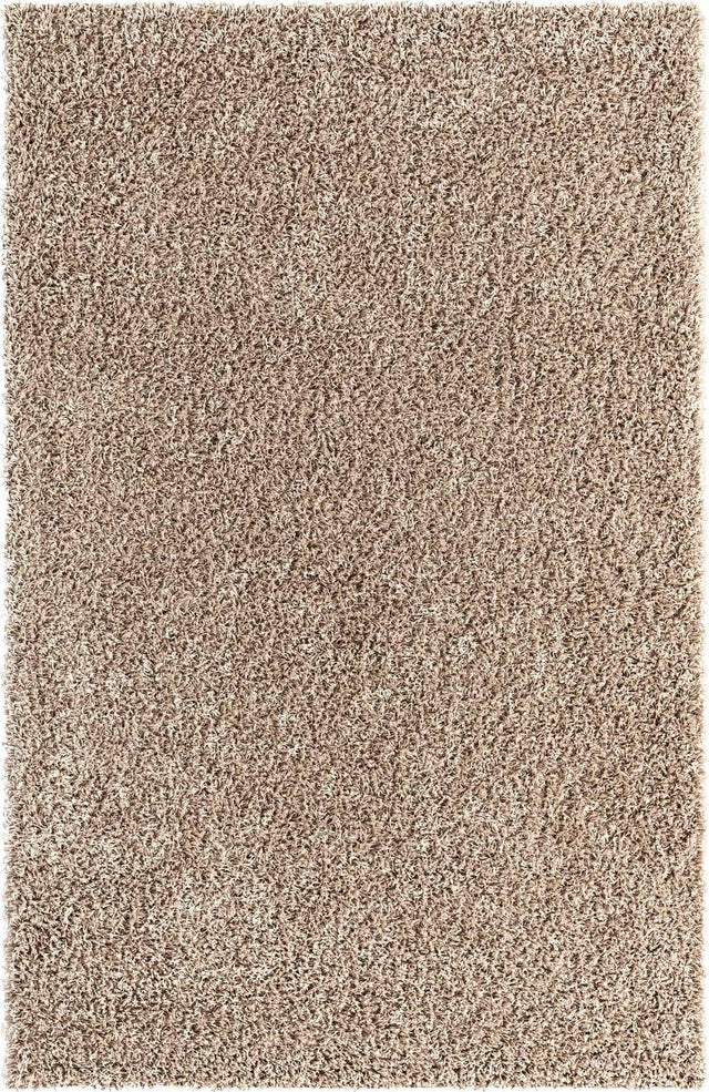 Taupe 5' 3 x 8' Solid Shag Rectangle Area Rug Thick Soft Touch Fluffy & Plush Shaggy Pile Discounted Clearance Final Sale