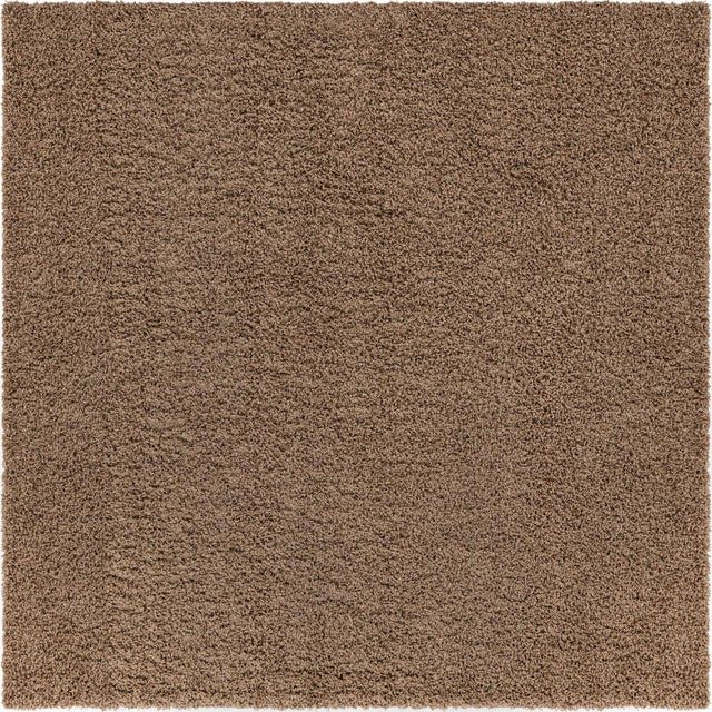 Sandy Brown 7' 10 x 7' 10 Solid Shag Square Area Rug Thick Soft Touch Fluffy & Plush Shaggy Pile