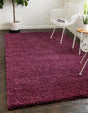 Eggplant Purple 5' 3 x 8' Solid Shag Rectangle Area Rug Thick Soft Touch Fluffy & Plush Shaggy Pile