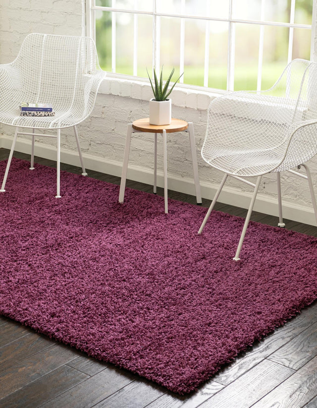 Eggplant Purple 6' 1 x 9' Solid Shag Rectangle Area Rug Thick Soft Touch Fluffy & Plush Shaggy Pile
