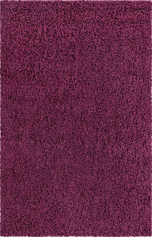 Eggplant Purple 5' 3 x 8' Solid Shag Rectangle Area Rug Thick Soft Touch Fluffy & Plush Shaggy Pile