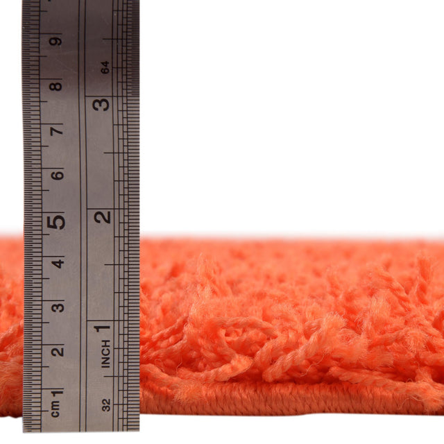 Tiger Orange 7' 10 x 7' 10 Solid Shag Square Area Rug Thick Soft Touch Fluffy & Plush Shaggy Pile