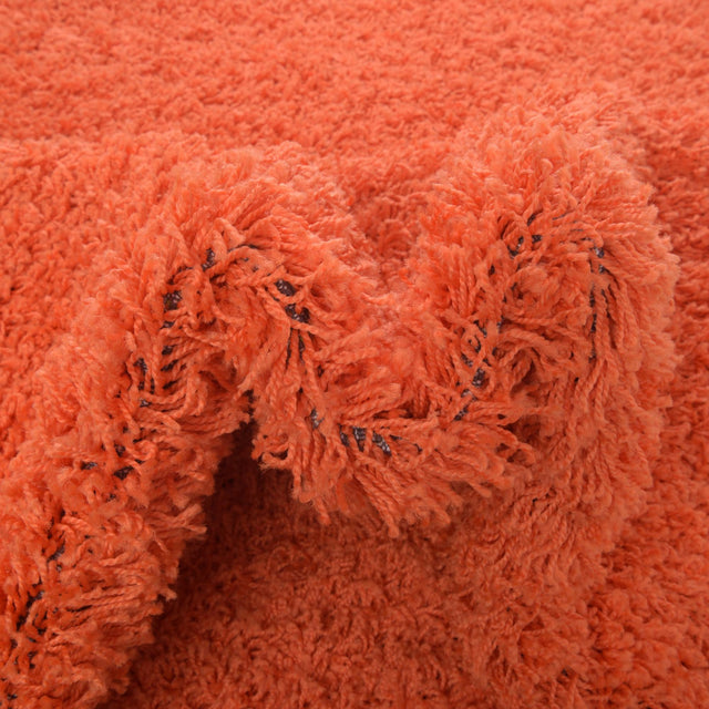 Tiger Orange 7' 10 x 7' 10 Solid Shag Square Area Rug Thick Soft Touch Fluffy & Plush Shaggy Pile