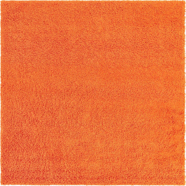 Tiger Orange 7' 10 x 7' 10 Solid Shag Square Area Rug Thick Soft Touch Fluffy & Plush Shaggy Pile