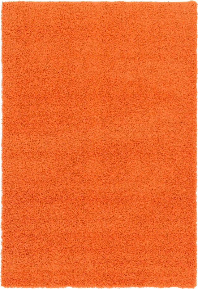 Tiger Orange 6' 1 x 9' Solid Shag Rectangle Area Rug Thick Soft Touch Fluffy & Plush Shaggy Pile Durable Minimalist Carpet for Classic Interior Design for Sale at Rug Engine