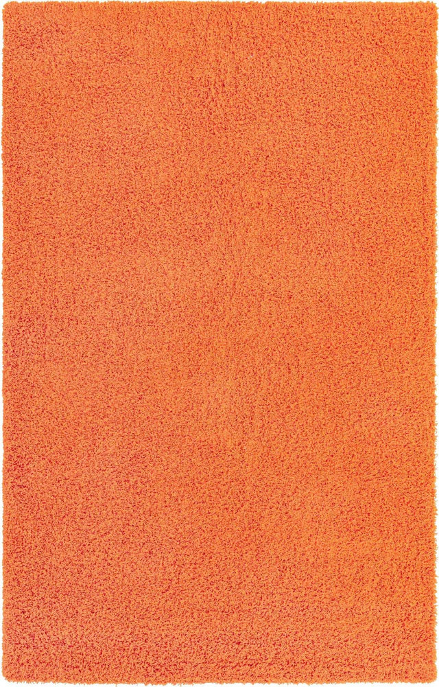 Tiger Orange 5' 3 x 8' Solid Shag Rectangle Area Rug Thick Soft Touch Fluffy & Plush Shaggy Pile Durable Minimalist Carpet for Classic Interior Design for Sale at Rug Engine