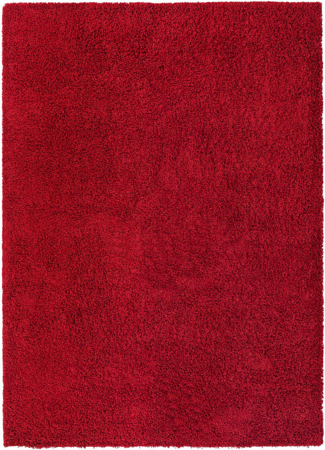 Cherry Red 7' 10 x 11' Solid Shag Rectangle Area Rug Thick Soft Touch Fluffy & Plush Shaggy Pile Durable Minimalist Carpet for Classic Interior Design for Sale at Rug Engine