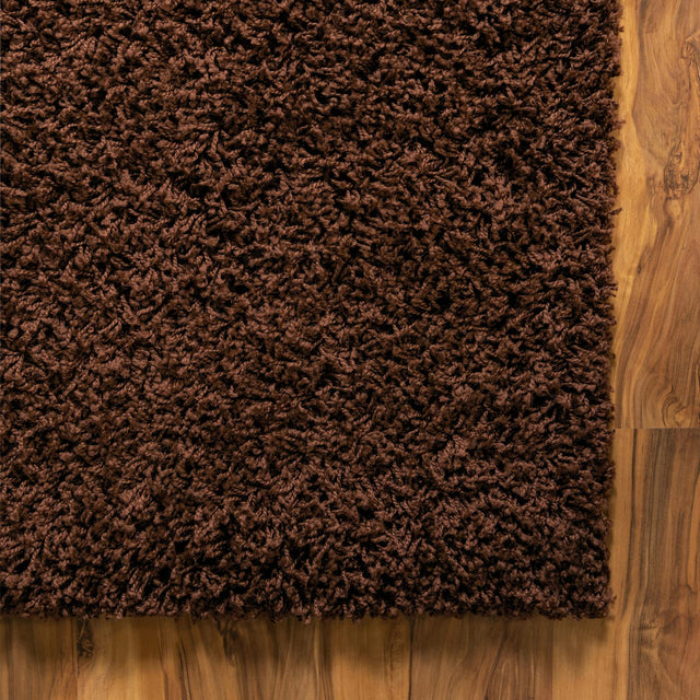 Chocolate Brown 7' 10 x 7' 10 Solid Shag Square Area Rug Thick Soft Touch Fluffy & Plush Shaggy Pile Durable Minimalist Carpet for Classic Interior Design for Sale at Rug Engine