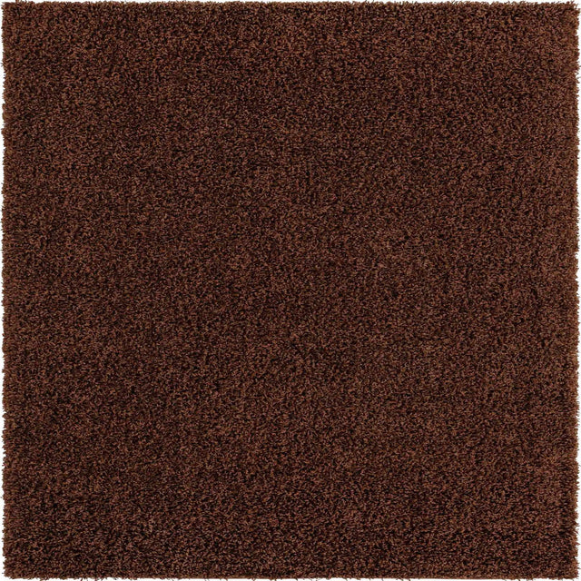 Chocolate Brown 7' 10 x 7' 10 Solid Shag Square Area Rug Thick Soft Touch Fluffy & Plush Shaggy Pile Durable Minimalist Carpet for Classic Interior Design for Sale at Rug Engine