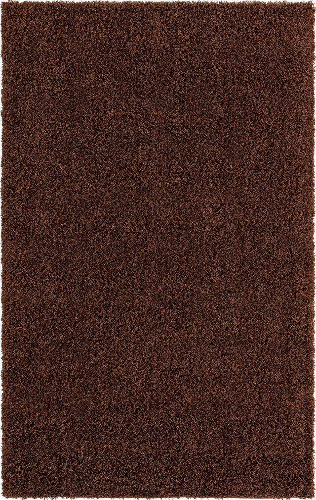 Chocolate Brown 5' 3 x 8' Solid Shag Rectangle Area Rug Thick Soft Touch Fluffy & Plush Shaggy Pile Durable Minimalist Carpet for Classic Interior Design for Sale at Rug Engine