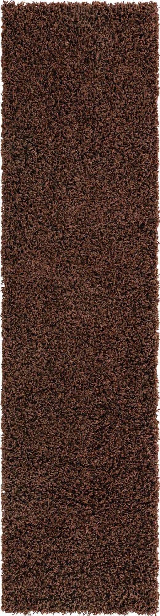 Chocolate Brown 2' 7 x 10' Solid Shag Runner Area Rug Thick Soft Touch Fluffy & Plush Shaggy Pile Durable Minimalist Carpet for Classic Interior Design for Sale at Rug Engine