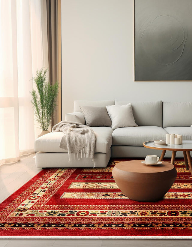 Rust Red 8' x 8' Fars Square Area Rug 100% Polypropylene Unique Traditional Carpet for Classical Living, Dining Room & Office Spaces for Sale at Rug Engine