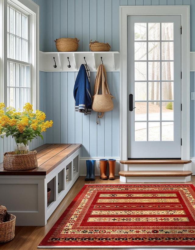 Rust Red 8' x 8' Fars Square Area Rug 100% Polypropylene Unique Traditional Carpet for Classical Living, Dining Room & Office Spaces for Sale at Rug Engine