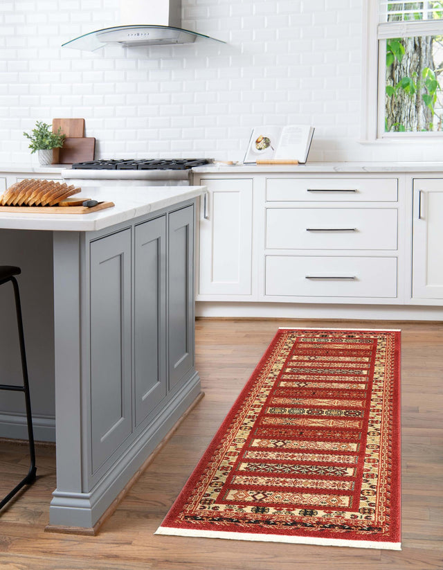 Rust Red 2' x 6' 1 Fars Runner Area Rug 100% Polypropylene Unique Traditional Carpet for Classical Living, Dining Room & Office Spaces for Sale at Rug Engine