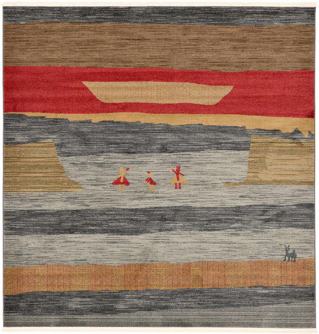 Blue 8' x 8' Fars Square Area Rug 100% Polypropylene Unique Traditional Carpet for Classical Living, Dining Room & Office Spaces for Sale at Rug Engine