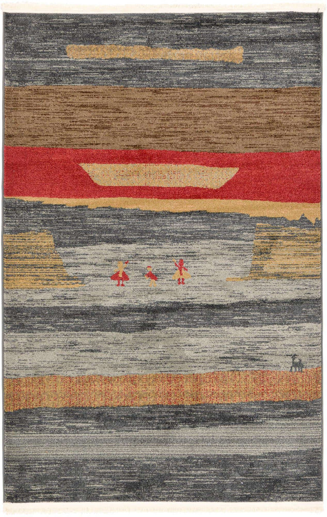 Blue 4' 1 x 6' 1 Fars Rectangle Area Rug 100% Polypropylene Unique Traditional Carpet for Classical Living, Dining Room & Office Spaces for Sale at Rug Engine