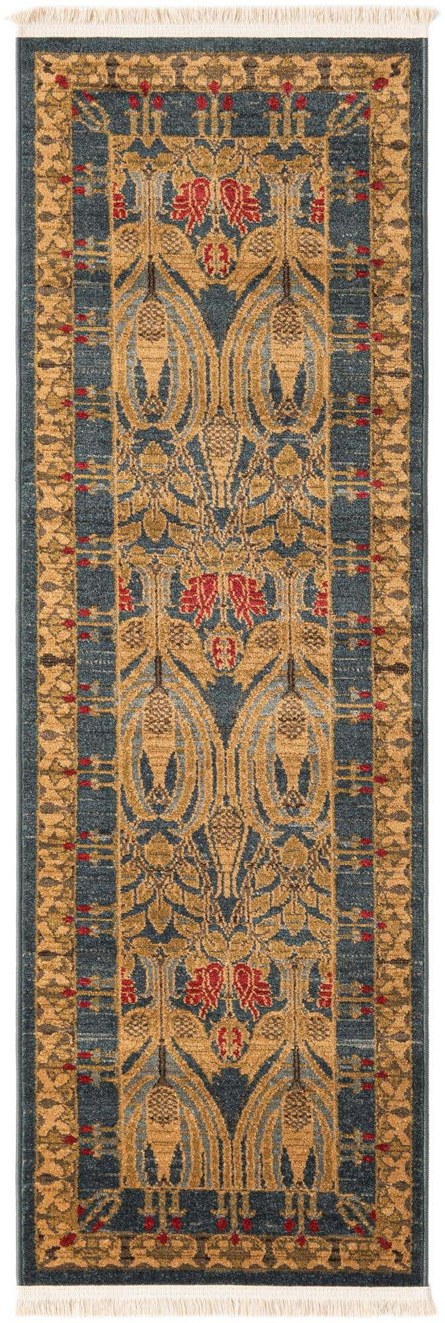 Navy Blue 2' x 6' 1 Edinburgh Runner Area Rug 100% Polypropylene Easy Clean With Cotton Backing Traditional Classic Design Carpet for Living, Dining Room, Office for Sale at Rug Engine