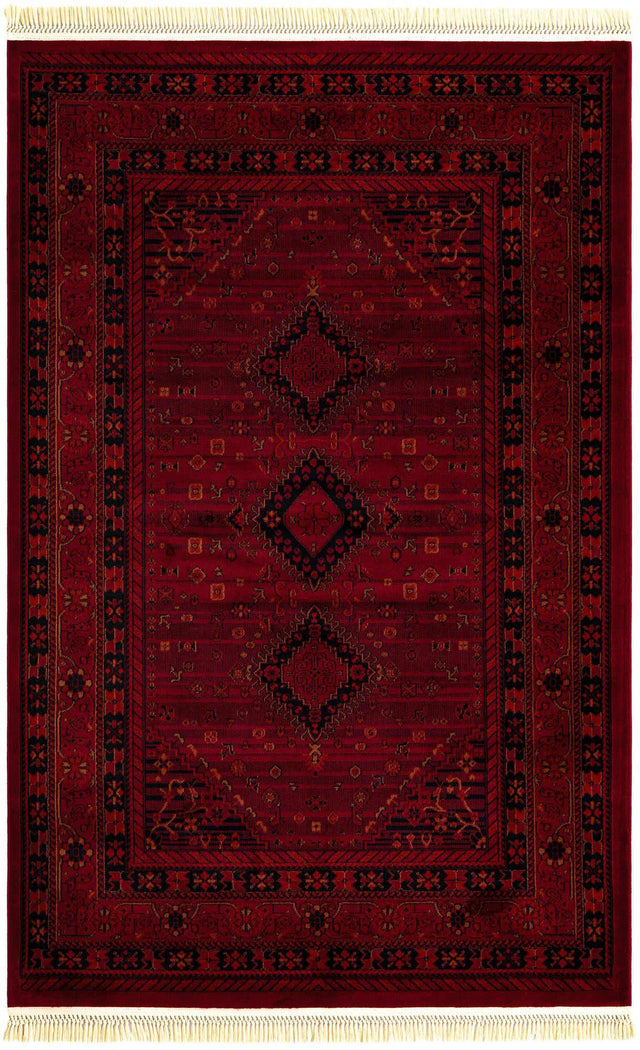 Red 5' 3 x 8' Tekke Rectangle Area Rug Classic Traditional Vintage Design Carpet for Living Rooms, Dining, Bedrooms, Office Space for Sale at Rug Engine