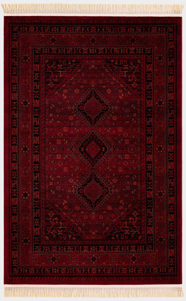 Red 4' 1 x 6' 1 Tekke Rectangle Area Rug Classic Traditional Vintage Design Carpet for Living Rooms, Dining, Bedrooms, Office Space for Sale at Rug Engine