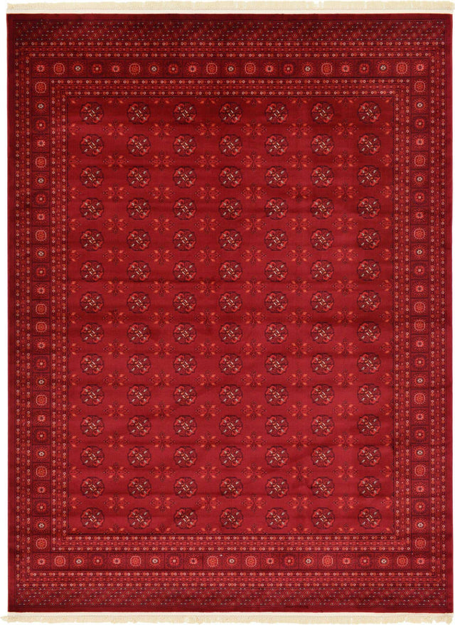 Red 9' x 12' Tekke Rectangle Area Rug Classic Traditional Vintage Design Carpet for Living Rooms, Dining, Bedrooms, Office Space for Sale at Rug Engine