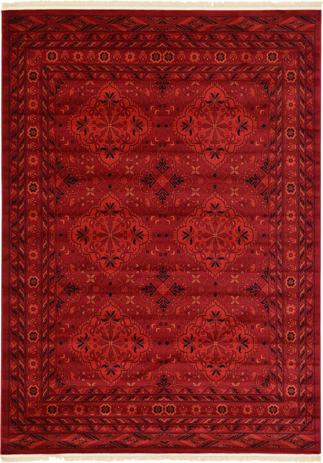 Red 7' 10 x 11' Tekke Rectangle Area Rug Classic Traditional Vintage Design Carpet for Living Rooms, Dining, Bedrooms, Office Space for Sale at Rug Engine