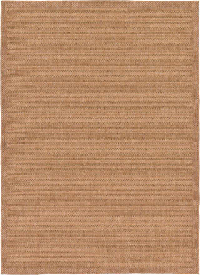 Light Brown 7' 1 x 10' Outdoor Border Rectangle Area Rug Weather Resistant for Patio, Deck, Terrace, Balcony, Porch 100% Polypropylene Classic Bordered Carpet for Sale at Rug Engine