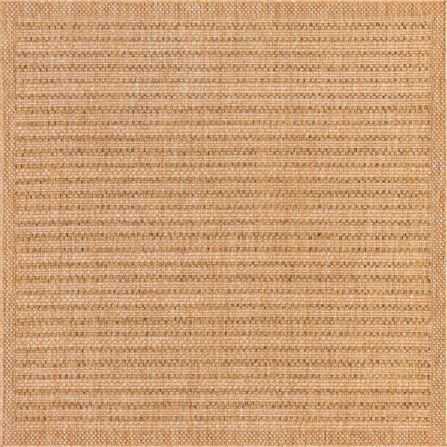 Light Brown 6' 1 x 6' 1 Outdoor Border Square Area Rug Weather Resistant for Patio, Deck, Terrace, Balcony, Porch 100% Polypropylene Classic Bordered Carpet for Sale at Rug Engine
