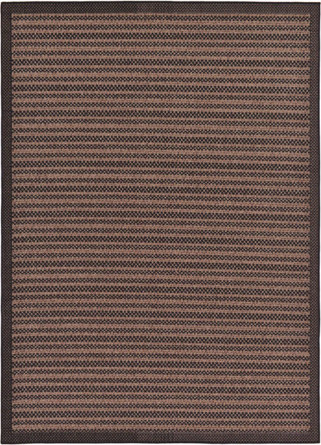 Brown 7' 1 x 10' Outdoor Border Rectangle Area Rug Weather Resistant for Patio, Deck, Terrace, Balcony, Porch