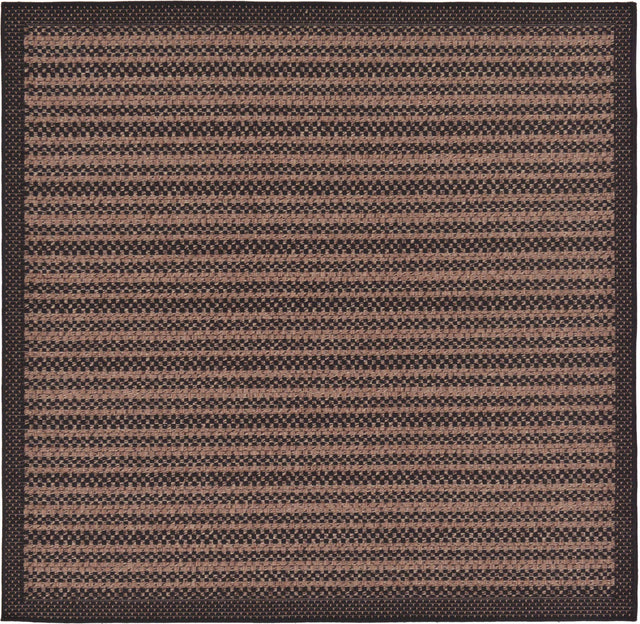 Brown 6' x 6' Outdoor Border Square Area Rug Weather Resistant for Patio, Deck, Terrace, Balcony, Porch 100% Polypropylene Classic Bordered Carpet for Sale at Rug Engine