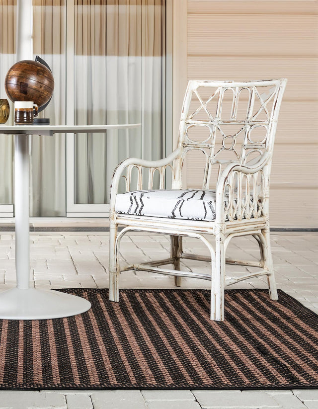 Brown 5' 3 x 8' Outdoor Border Rectangle Area Rug Weather Resistant for Patio, Deck, Terrace, Balcony, Porch 100% Polypropylene Classic Bordered Carpet for Sale at Rug Engine