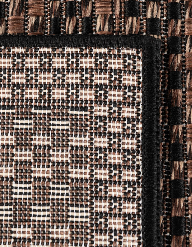 Brown 9' x 12' 2 Outdoor Border Rectangle Area Rug Weather Resistant for Patio, Deck, Terrace, Balcony, Porch 100% Polypropylene Classic Bordered Carpet for Sale at Rug Engine