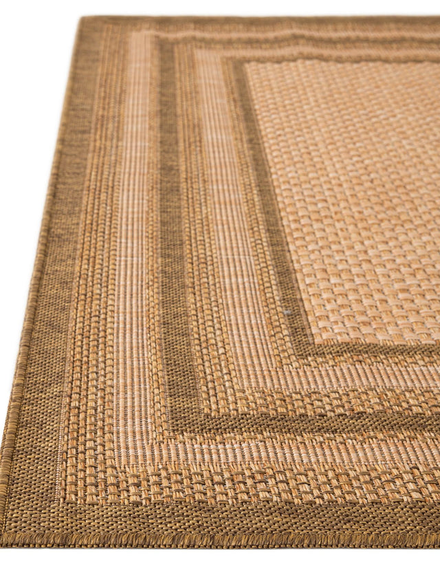 Tan 6' 1 x 6' 1 Outdoor Border Square Area Rug Weather Resistant for Patio, Deck, Terrace, Balcony, Porch 100% Polypropylene Classic Bordered Carpet for Sale at Rug Engine