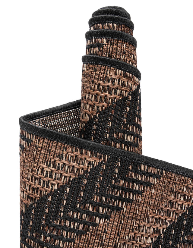 Brown 4' 1 x 6' 1 Outdoor Modern Rectangle Area Rug Weather Resistant for Patio, Deck, Terrace, Balcony, Porch 100% Polypropylene Modern Outside Carpet for Sale at Rug Engine