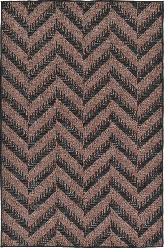 Brown 5' 3 x 8' Outdoor Modern Rectangle Area Rug Weather Resistant for Patio, Deck, Terrace, Balcony, Porch 100% Polypropylene Modern Outside Carpet for Sale at Rug Engine