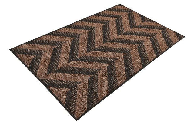 Brown 3' 3 x 5' 1 Outdoor Modern Rectangle Area Rug Weather Resistant for Patio, Deck, Terrace, Balcony, Porch 100% Polypropylene Modern Outside Carpet for Sale at Rug Engine