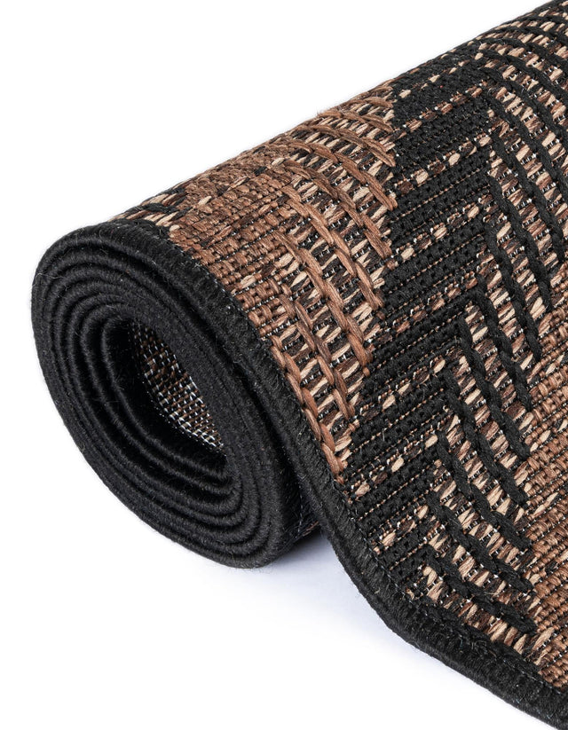 Brown 2' 2 x 6' Outdoor Modern Runner Area Rug Weather Resistant for Patio, Deck, Terrace, Balcony, Porch 100% Polypropylene Modern Outside Carpet for Sale at Rug Engine