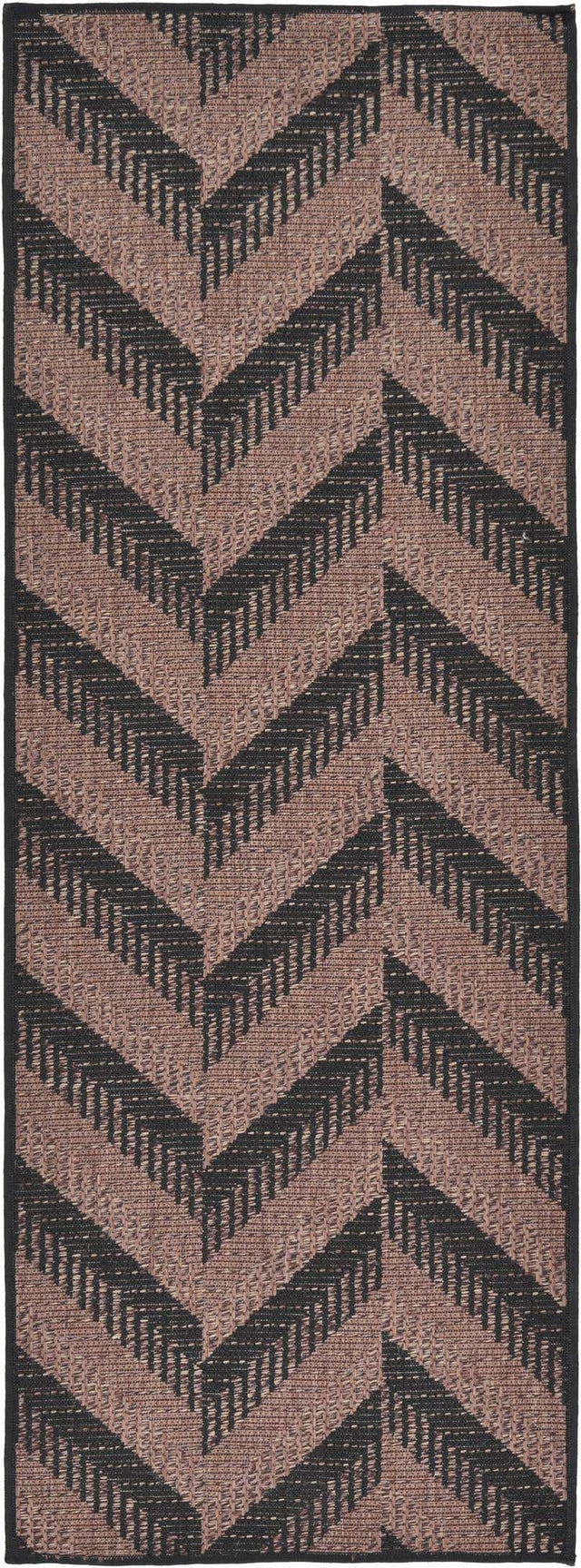 Brown 2' 2 x 6' Outdoor Modern Runner Area Rug Weather Resistant for Patio, Deck, Terrace, Balcony, Porch 100% Polypropylene Modern Outside Carpet for Sale at Rug Engine