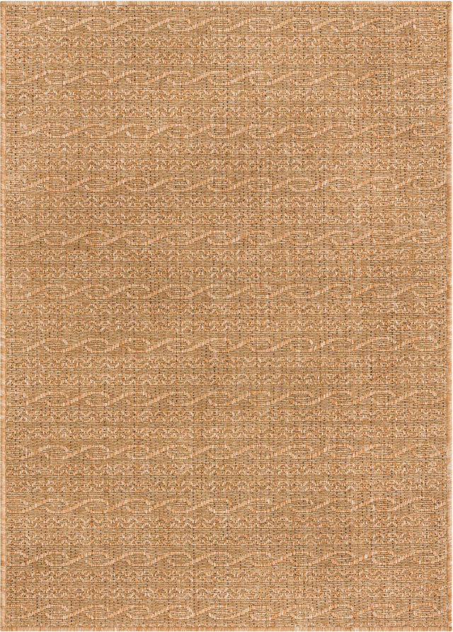 Light Brown 7' 1 x 10' Outdoor Modern Rectangle Area Rug Weather Resistant for Patio, Deck, Terrace, Balcony, Porch 100% Polypropylene Modern Outside Carpet for Sale at Rug Engine