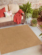 Light Brown 6' 1 x 6' 1 Outdoor Modern Square Area Rug Weather Resistant for Patio, Deck, Terrace, Balcony, Porch