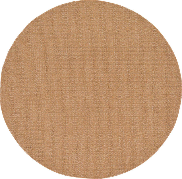 Light Brown 6' x 6' Outdoor Modern Round Area Rug Weather Resistant for Patio, Deck, Terrace, Balcony, Porch 100% Polypropylene Modern Outside Carpet for Sale at Rug Engine